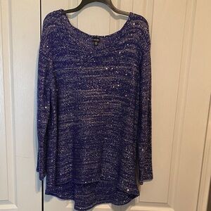 Rafaella Blue and Silver Knit Top